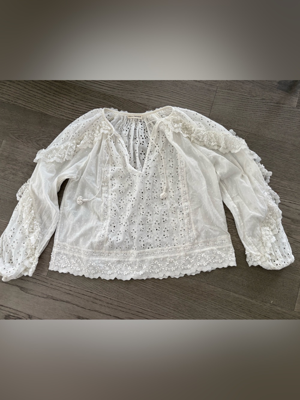 Ulla Johnson White Eyelet Lace Peasant Blouse